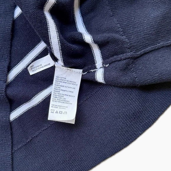 Nautica Navy & White Striped Cotton Sweater – Casual Nautical Style Top Blouse - Picture 8 of 9